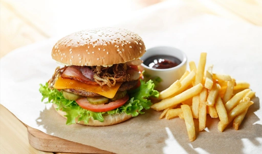 Beef Burger With Chips